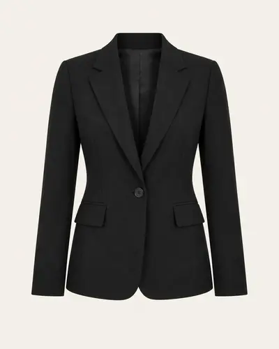 Blazer donna nero monopetto su fondo avorio